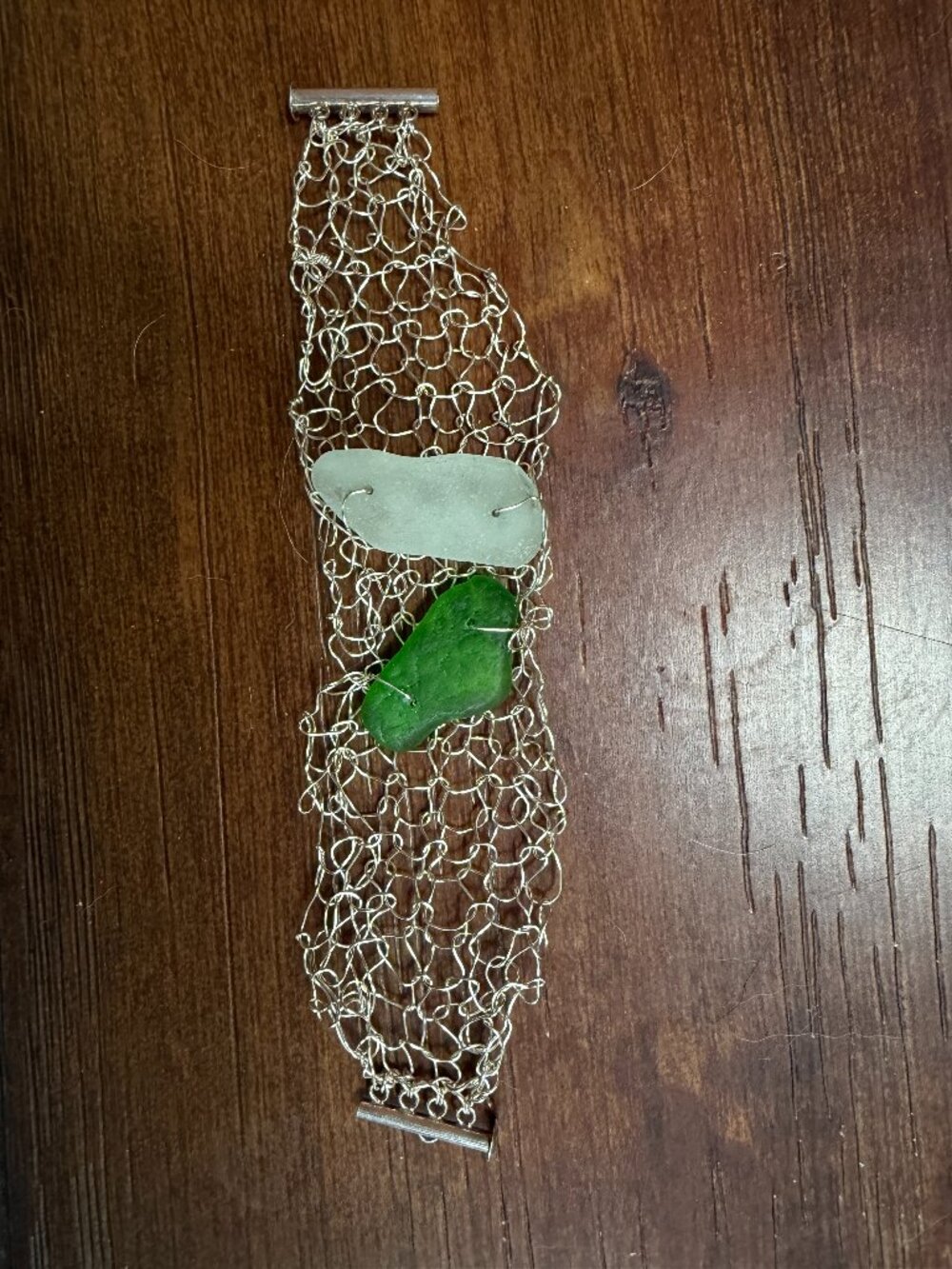 Handmade Silver Bracelet with Sea Glass